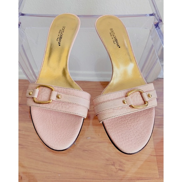 Dolce & Gabbana Pink Leather Kitten Heel Slides - Picture 2 of 6